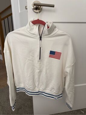 JoyLab White Half-Zip Pullover with Black Zipper
